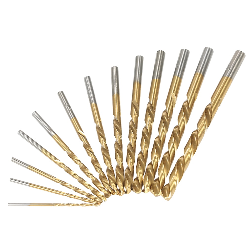 13Pcs M2 High Speed Steel Left Hand Twist Drill Bit Set with Nitride Coating
